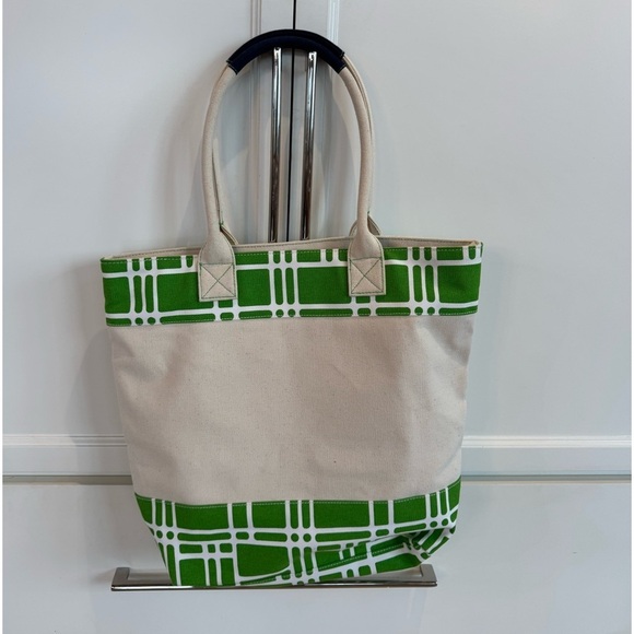 Ame & Lulu Beige And Green Canvas Tote Bag - Picture 2 of 4